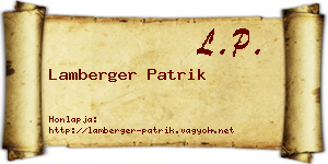 Lamberger Patrik névjegykártya